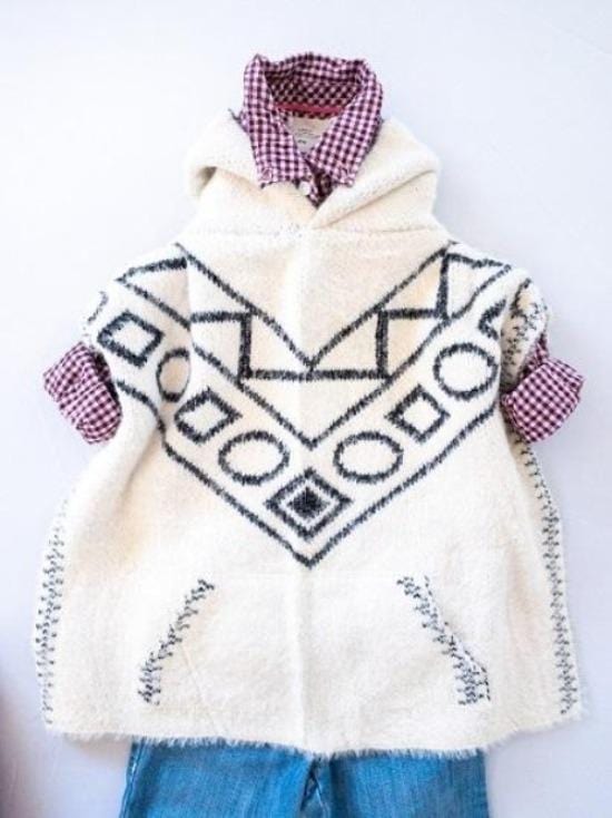 Ivory Hooded Poncho | Kids | www.newwavesupplyco.com