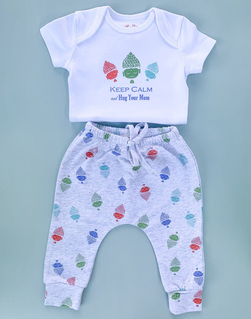 Organic Baby Buddha Bundle | onesie + harem pants | www.newwavesupplyco.com