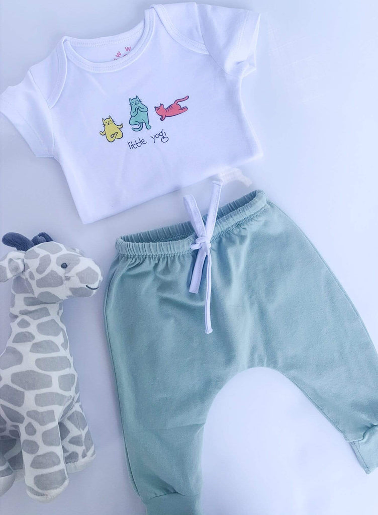 Organic Baby Harem Pants in Green | harem pants | www.newwavesupplyco.com