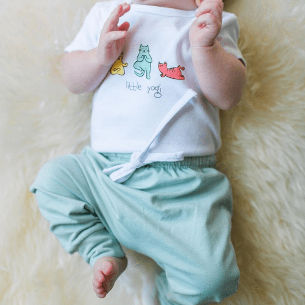 Organic Baby Kitten Yoga Bundle | onesie + harem pants | www.newwavesupplyco.com