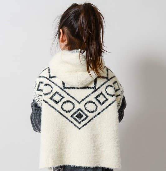 Ivory Hooded Poncho | Kids | www.newwavesupplyco.com